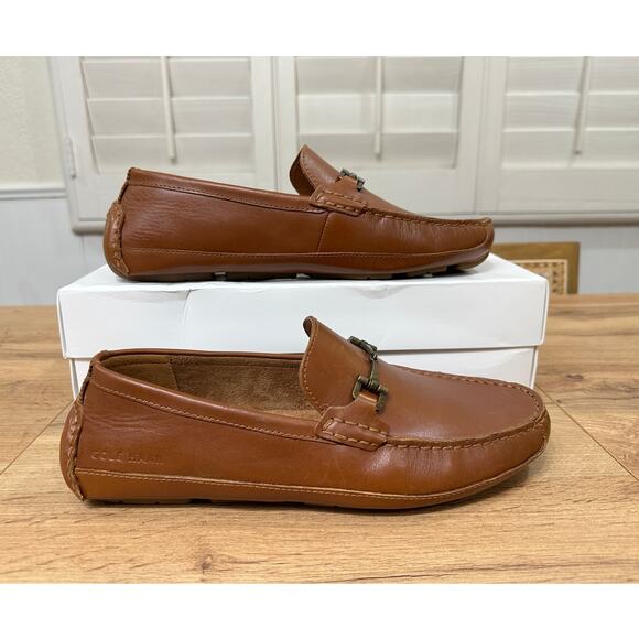 Cole Haan Men\'s Wyatt Bit Driver Loafers Chestnut British Tan Leather Size 9 NIB